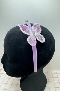 Headpiece Form: Plastic Headband with Butterfly Decor Lilac 3/8-inch Wide Close-Out