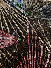 Grab Bag - 46-inches Wide All-Over Sequins on Black Mesh with Stretch 1-YD Left!