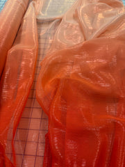 Poly Chiffon Ombre Metallic - 56-inches Wide Coral to Red New!