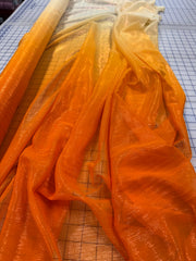 Poly Chiffon Ombre Metallic - 56-inches Wide Pale Yellow to Orange New!