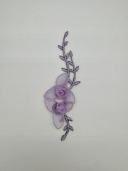 Flowers - Organza Lavender Iron-On Flowers with Vine 7-in