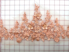 Trim Grab Bag- Sequined Embroidered 3D Lace Peach - 15IN Long x 8IN at Widest Point
