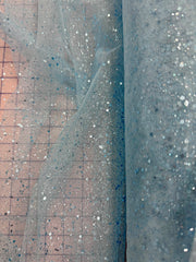 Glitter Sequined Tulle - 58/60-inches Wide Glitter Hologram Mesh Sequined Light Blue New Color!