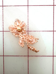 Trim Grab Bag- Sequined and Beaded Embroidered Flower Lace Peach 17PC Pack