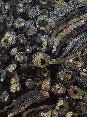 Grab Bag - Black Silver and Rose Gold Embroidered Sequined Tulle 1/2YD Pieces