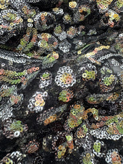 Grab Bag - Black Silver and Rose Gold Embroidered Sequined Tulle 1/2YD Pieces