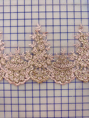 Trims - Sequined Scalloped Border Lace Pink with Gold New!