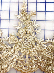 Trims - Sequined Scalloped Border Lace Gold New!