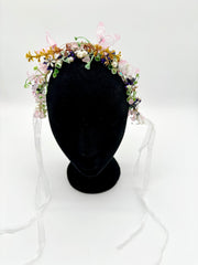 Flowers - Wreath Pink Purple and Green with Butterflies and Flowers New!