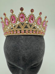Tiara - Elegant Queen's Design Pink with Crystal and Gold