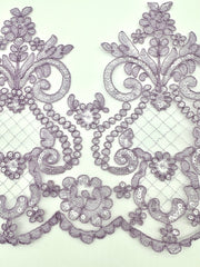Trim- Sequined Border Lace Lavender New Color!