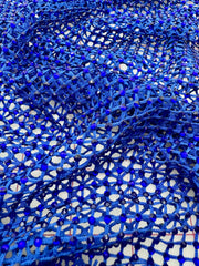 Designer Remnant - Rhinestone Mesh Royal Blue with Sapphire Rhinestones