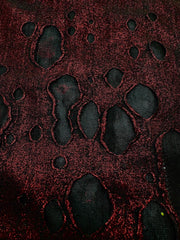 Grab Bag - Distressed/Ripped Effect 60-inch Wide Lycra Deep Red and Black 1 5/8YD Pieces
