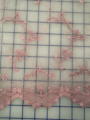 Fancy Organza - 53-inches Wide Dusty Rose with Rose-Pink Embroidery