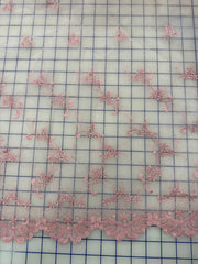 Fancy Organza - 53-inches Wide Dusty Rose with Rose-Pink Embroidery