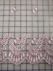 Fancy Organza - 53-inches Wide Pink with Pink Embroidery