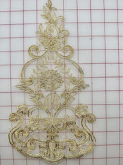 Applique - Large Delicate Gold Metallic Corded Lace