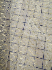 Fancy Tulle- 60-inches Wide White with Gold Metallic Design New!