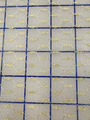 Fancy Tulle- 60-inches Wide White with Gold Metallic Design New!
