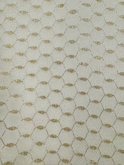 Fancy Tulle- 60-inches Wide White with Gold Metallic Design New!
