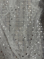 Polyester Mesh Foil Tulle- 58/60-inches Wide White and Silver