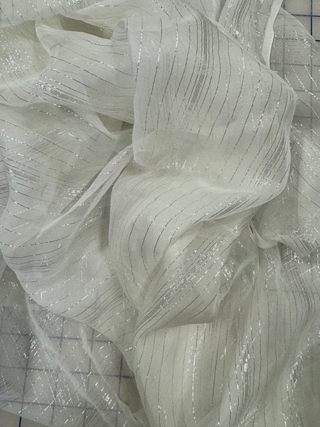 Grab Bag - Silk Chiffon Palest Ivory with Silver One 1.75-Yard Piece Left!