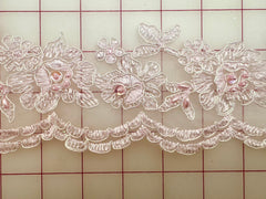 Trim Grab Bag - 3-inch Beaded and Scalloped Pale Pink 1/2YD