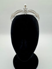 Tiara - Crystal and Silver Reversible Tiara with Pearls New!