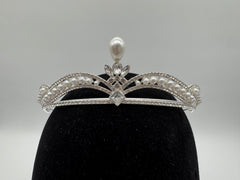 Tiara - Crystal and Silver Reversible Tiara with Pearls New!