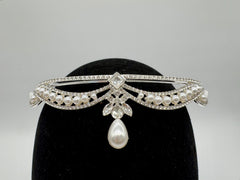 Tiara - Crystal and Silver Reversible Tiara with Pearls New!