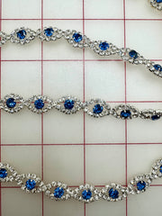 Decorative Gems - Beautiful Light Sapphire and Crystal Sew-On Czech Rhinestone Chain Only One Yard Left!