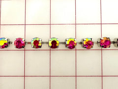 Decorative Gems - Beautiful AB Fuchsia Sew-On Czech Rhinestone Chain Only One Yard Left!
