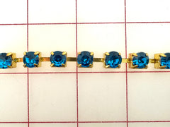 Decorative Gems - Beautiful Blue Zircon Sew-On Czech Rhinestone Chain Only One Yard Left!