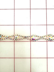 Decorative Gems - Beautiful AB Crystal Sew-On Fancy Czech Rhinestone Chain Only  One 15-inch Piece Left!