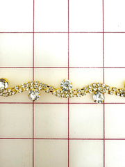 Decorative Gems - Beautiful Crystal Sew-On Rhinestones in Gold Chain Only 1/2 Yard Left!
