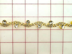 Decorative Gems - Beautiful Crystal Sew-On Rhinestones in Gold Chain Only 1/2 Yard Left!