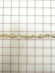 Decorative Gems - Beautiful Crystal Sew-On Rhinestones in Gold Chain Only 1/2 Yard Left!