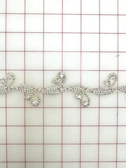 Decorative Gems - Beautiful Crystal Swirl Design Sew-On Czech Rhinestones in Silver Chain Only One Yard Left!