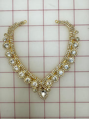 Decorative Gems - Beautiful Crystal Rhinestone Neckline Design in Gold Chain Only 2 Left!