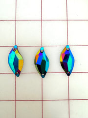 Decorative Gems - Curvy-Shaped Sew-On Acrylic Multi-Color Large 3PK