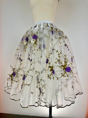 Ready-To-Wear Peasant-Style Over-Skirt White with Deep Purple Flowers