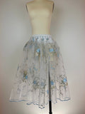 Ready-To-Wear Peasant-Style Over-Skirt White with Blue and Ivory Flowers