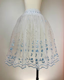 Ready-To-Wear Peasant-Style Over-Skirt White with Blue Flowers