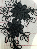 Applique - Embroidered Black Lace Motif Applique Pairs