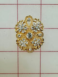 Decorative Gems - Rhinestone Brooch/Tiara Embellishments Crystal and Gold - 1.25-inch