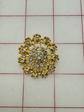 Decorative Gems - Rhinestone Brooch/Tiara Embellishments Crystal and Gold - 1.25-inch