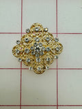 Decorative Gems - Rhinestone Brooch/Tiara Embellishments Crystal and Gold - 1.25-inch