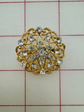 Decorative Gems - Rhinestone Brooch/Tiara Embellishments Crystal and Gold - 1.25-inch