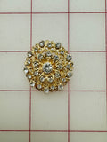 Decorative Gems - Rhinestone Brooch/Tiara Embellishments Crystal and Gold - 1.25-inch