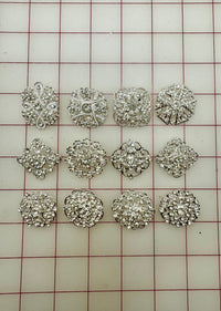 Decorative Gems - Rhinestone Brooch/Tiara Embellishments Crystal and Silver - 1.25-inch